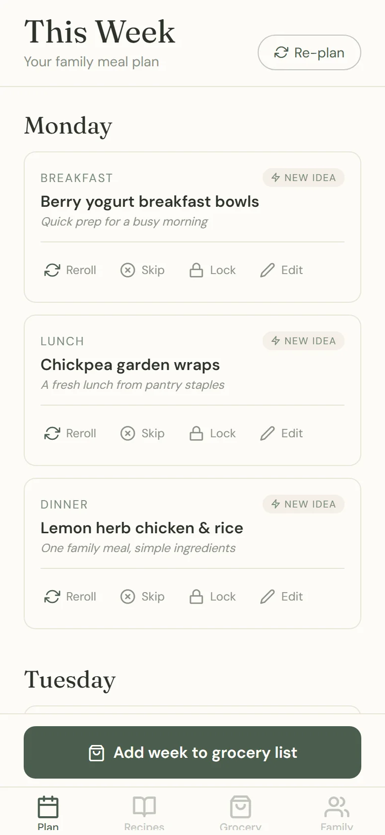 Note Thyme — Meal plan · development demo
