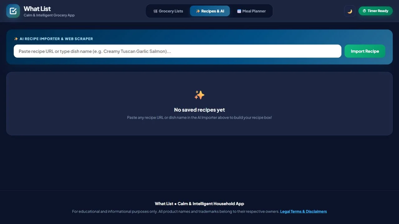 Recipe importer · demo interface